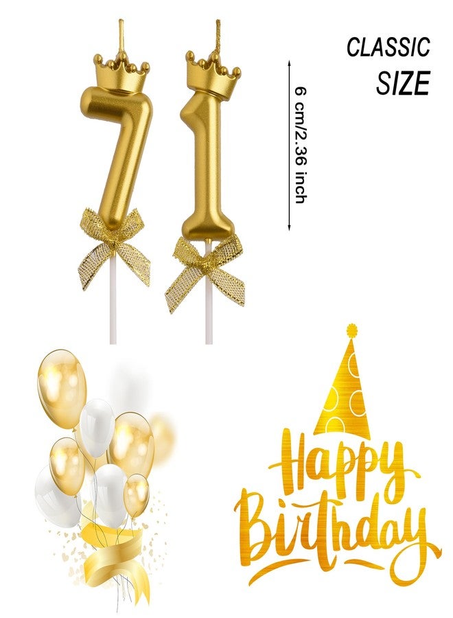 AOOLADA 71st Birthday Candles, Gold 71 Year Old Number Birthday Candles, Happy Birthday Cake Topper Gifts Party Decorations for Men Women - Image 2